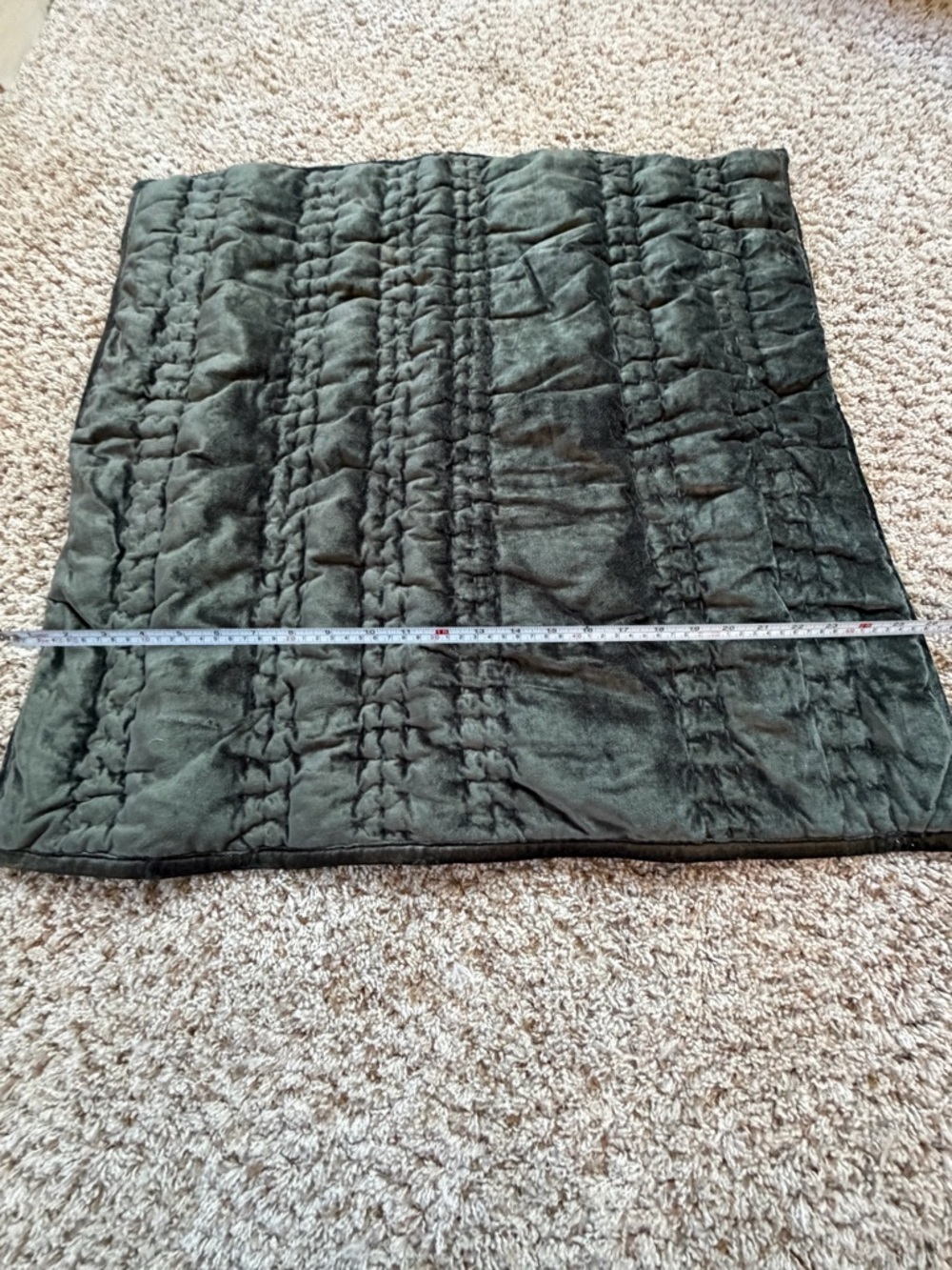 New Anthropologie lustered velvet alastair euro sham cover dark green gray - Picture 6 of 11